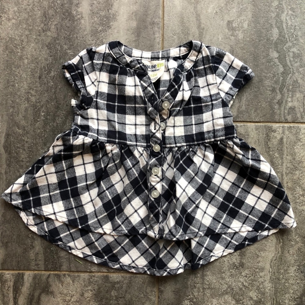 Plaid girls peplum top